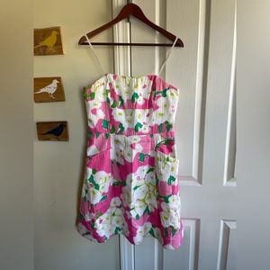 Lily Pulitzer - floral pink strapless dress